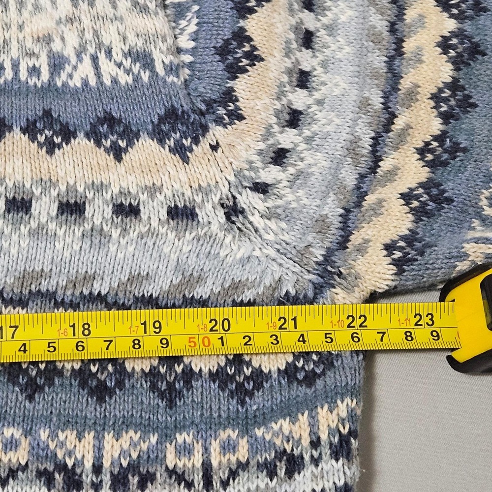 Vintage Tiara International FairIsle Full Zip Sweater Blue Coastal Grandma Y2K L - Picture 7 of 8
